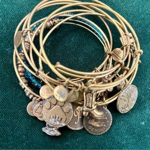 Alex and Ani Gold Bangle Bracelets, lot of 9